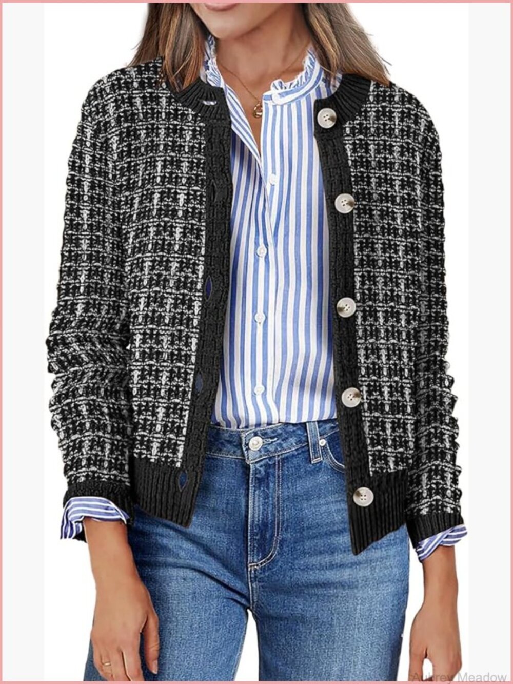 Women's Knit Cardigan Sweater Button Down Open Front Cropped Jacket
